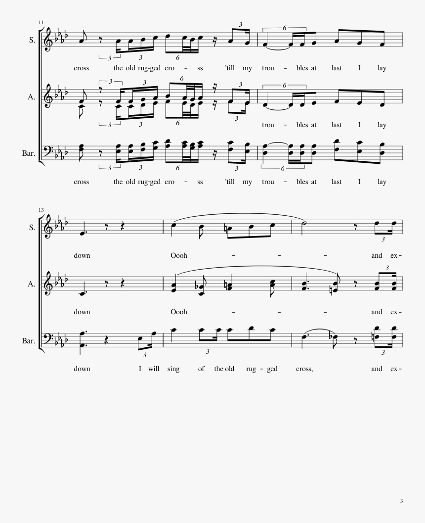 The Old Rugged Cross Sheet Music 3 Of 7 Pages - Sheet Music, HD Png Download, Free Download