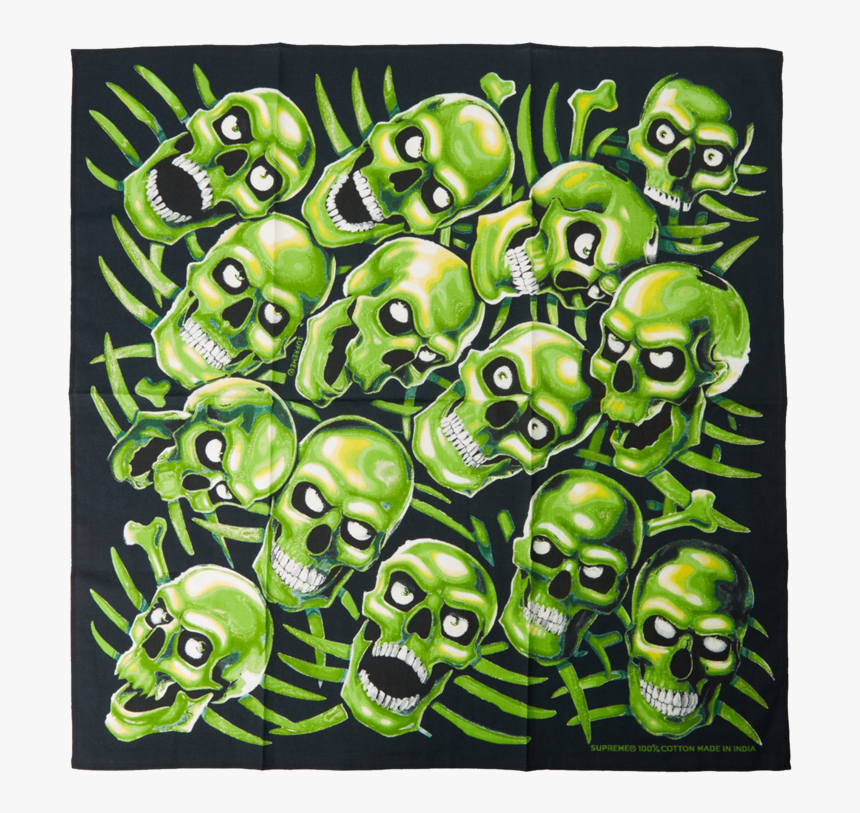 Supreme Skull Pile Bandana Green, HD Png Download, Free Download