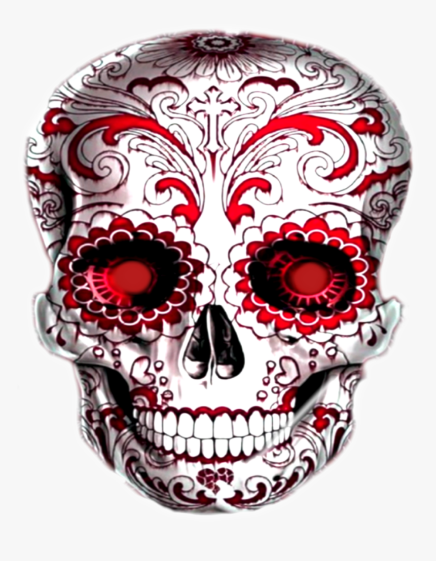 #sugarskull #skull #skullface #skullhead #red #black - Black And Red Sugar Skull, HD Png Download, Free Download