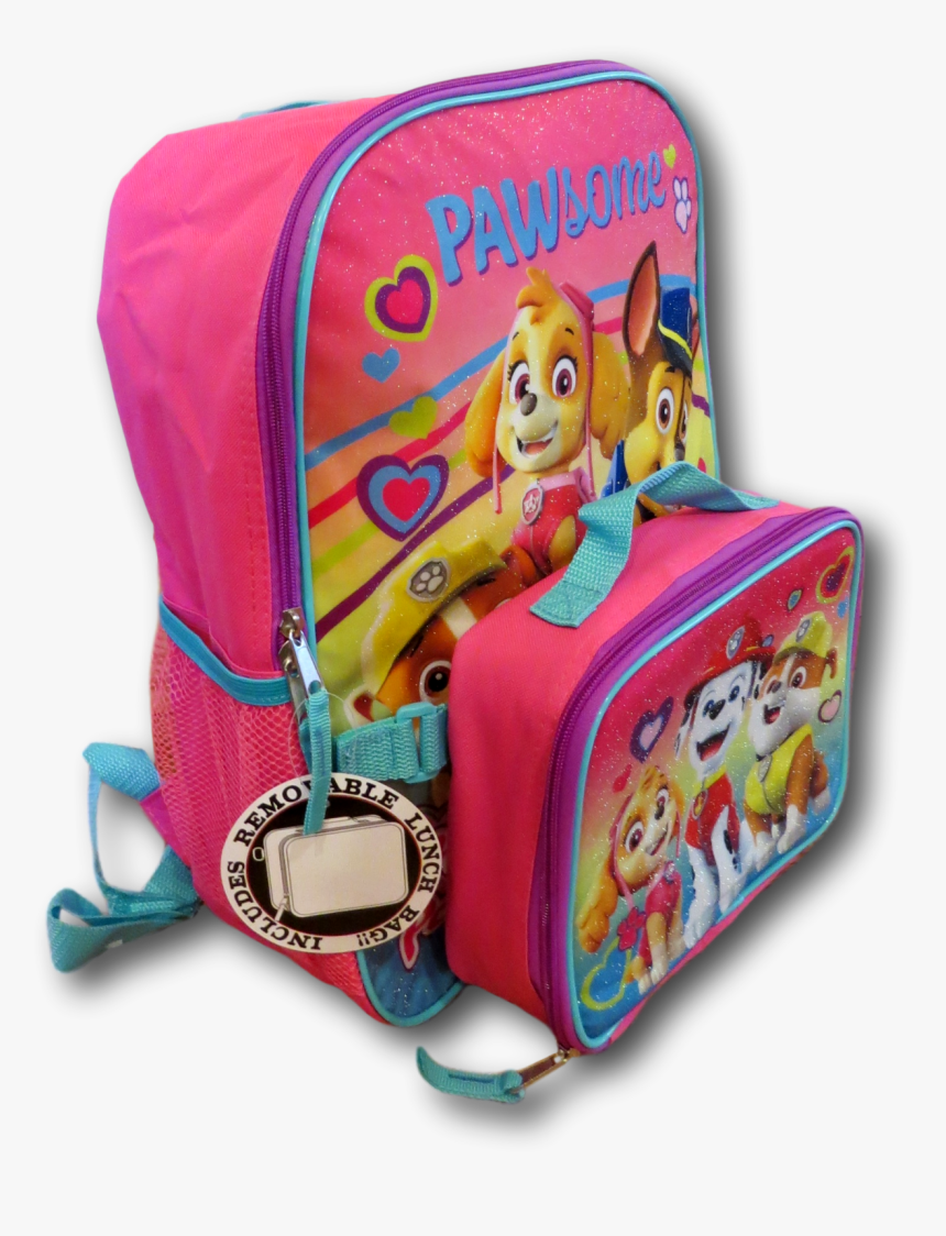 Paw Patrol Girls Large Pink School Backpack Lunch Box - Bag, HD Png Download, Free Download
