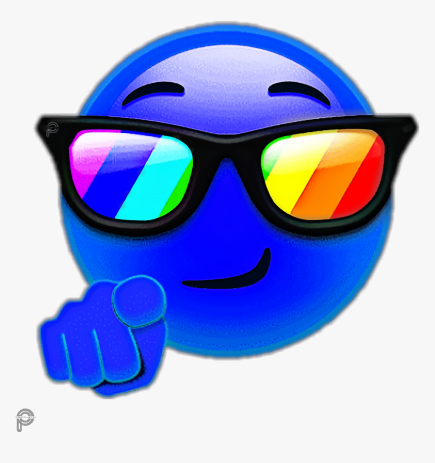 #blue #colorful #emoji #sunglasses #cartoon #emojisticker - Smiley, HD Png Download, Free Download