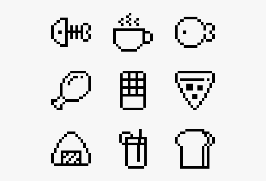 Essential Set - Food Pixel Black And White, HD Png Download, Free Download