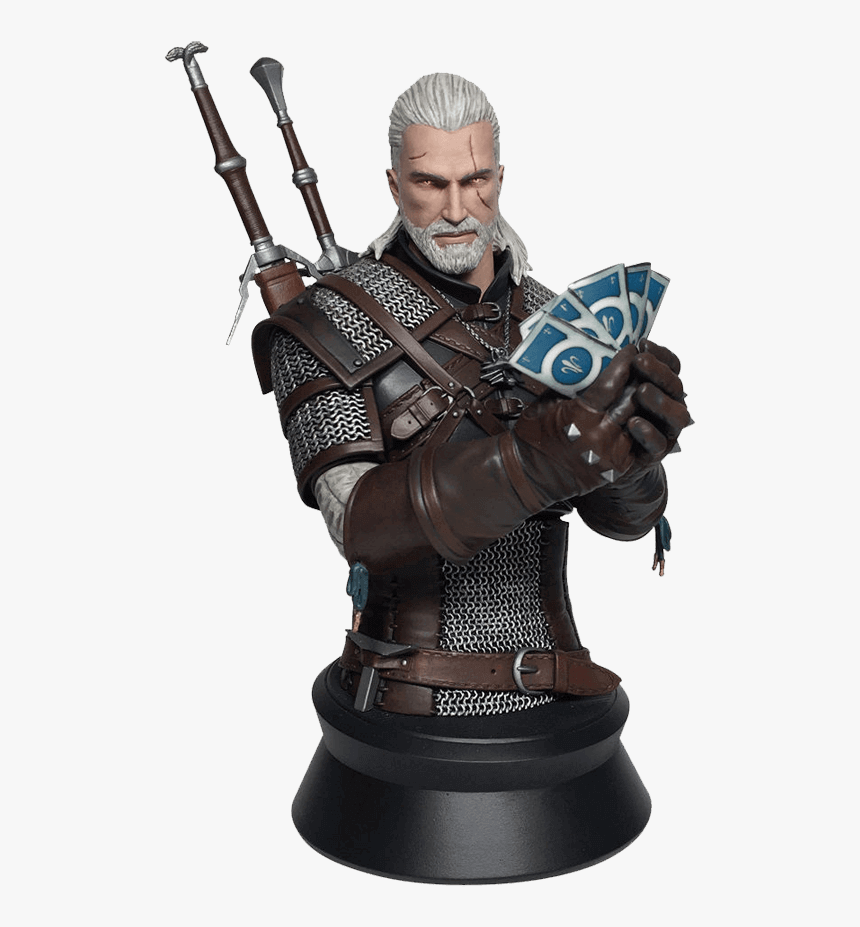The Witcher 3 Wild Hunt Geralt Playing Gwent Bust - Geralt Gwent Bust, HD Png Download, Free Download