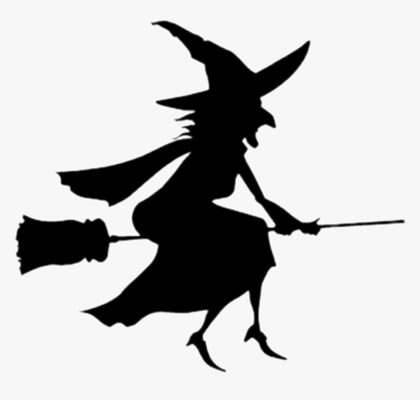 Witchcraft Witch Flying Image Silhouette Halloween - Witch Riding Broom Silhouette, HD Png Download, Free Download