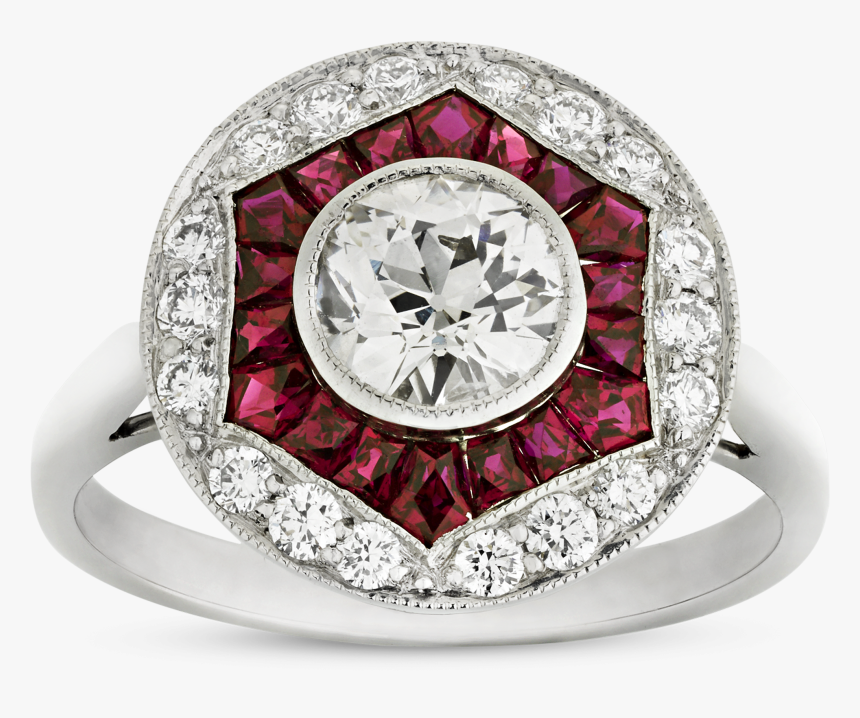 Art Deco Inspired Ruby And Diamond Ring,, HD Png Download, Free Download