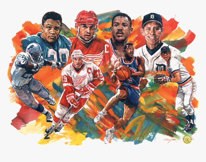 Michigan Sports Hall Of Fame Mural - Detroit Sports Art, HD Png Download, Free Download