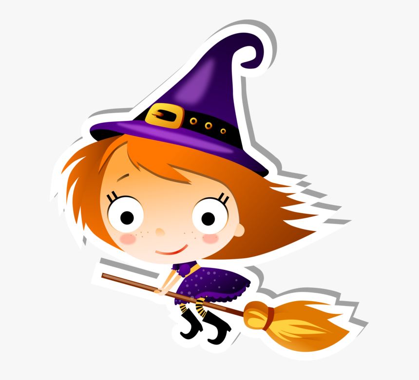 Cute Flying Witch On A Broom - Cute Flying Witch Clipart, HD Png Download, Free Download