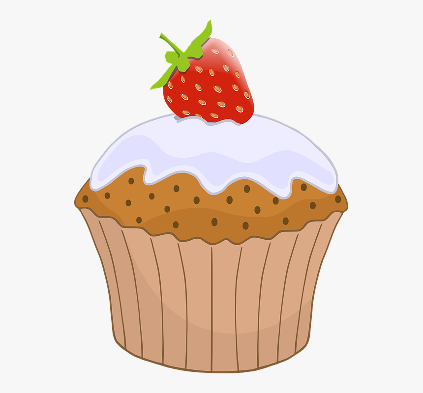 Muffin, Cupcake, Strawberry, Fraise, Icing, Delicious - Cupcake Clip Art, HD Png Download, Free Download