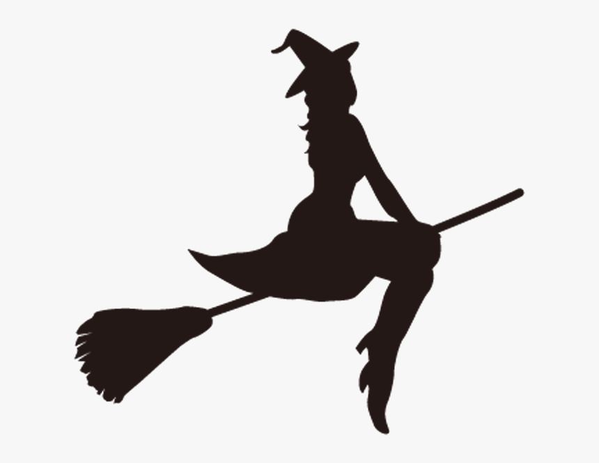 Witchcraft Room On The Broom Silhouette Witch Flying - Witch On Broom Stencil, HD Png Download, Free Download