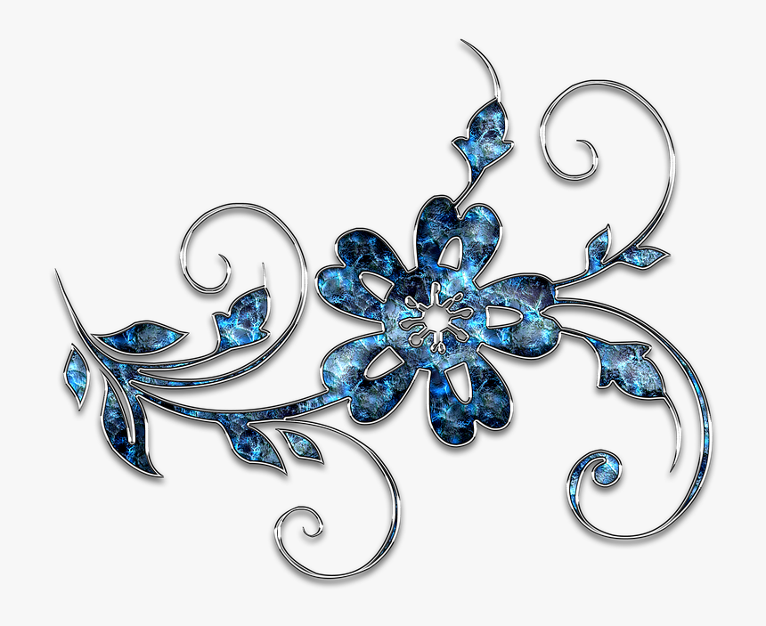 Decor, Ornament, Jewelry, Flower, Blue, Silver - Blue And Silver Flower Png, Transparent Png, Free Download