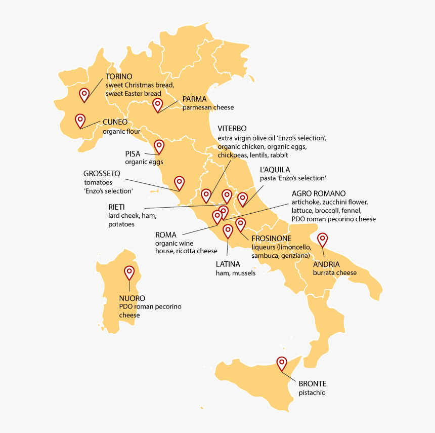 The Ingredients - Italy Map, HD Png Download, Free Download