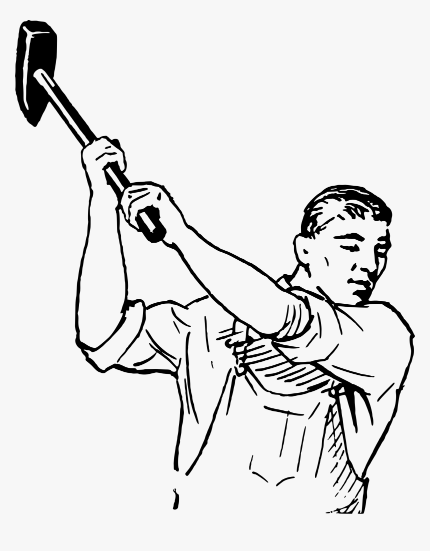 Man Weilding A Hammer Clip Arts - Man Holding A Sledge Hammer, HD Png Download, Free Download