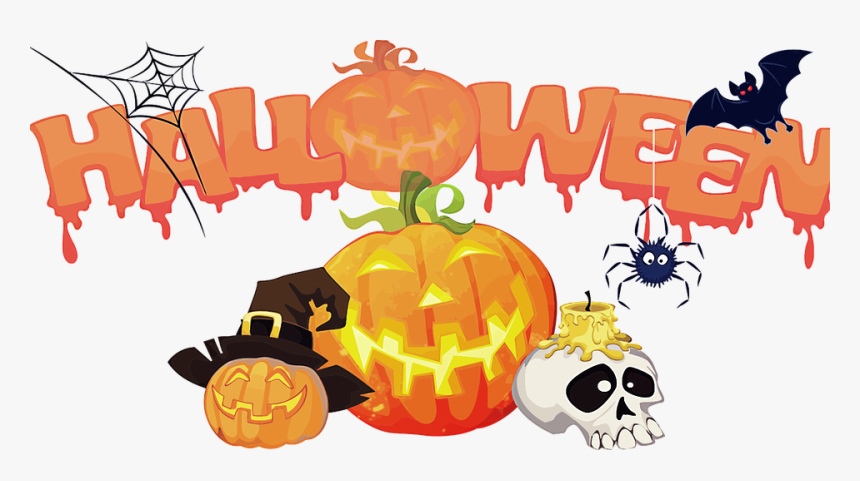 Background, Bat, Cobweb, Decorations, Halloween, Skull - Halloween Decorations Clipart, HD Png Download, Free Download
