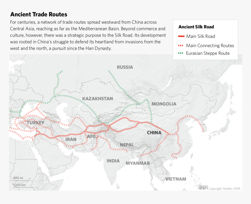 A Map Comparing The Route Of China"s Historic Silk - Atlas, HD Png Download, Free Download