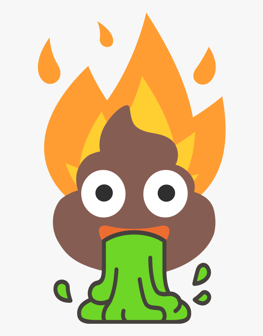 Flaming Poop Vomit Emoji - Fire Emoji With Glasses, HD Png Download, Free Download