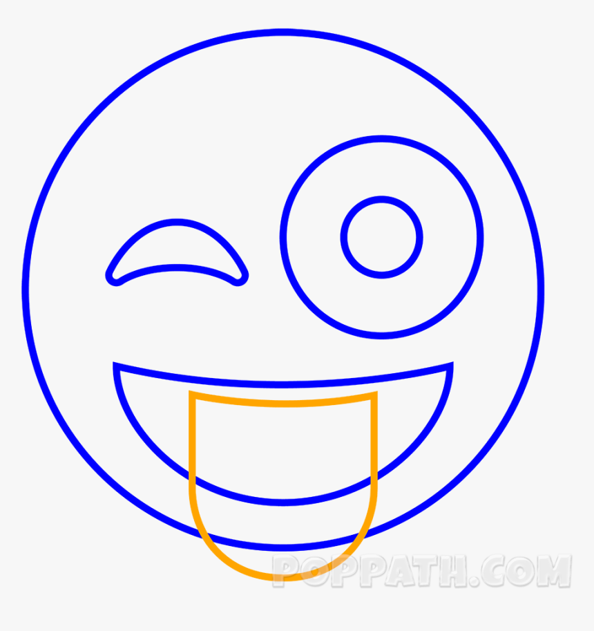 Emojis Drawing Wink Emoji - Tongue Emoji Black And White, HD Png Download, Free Download