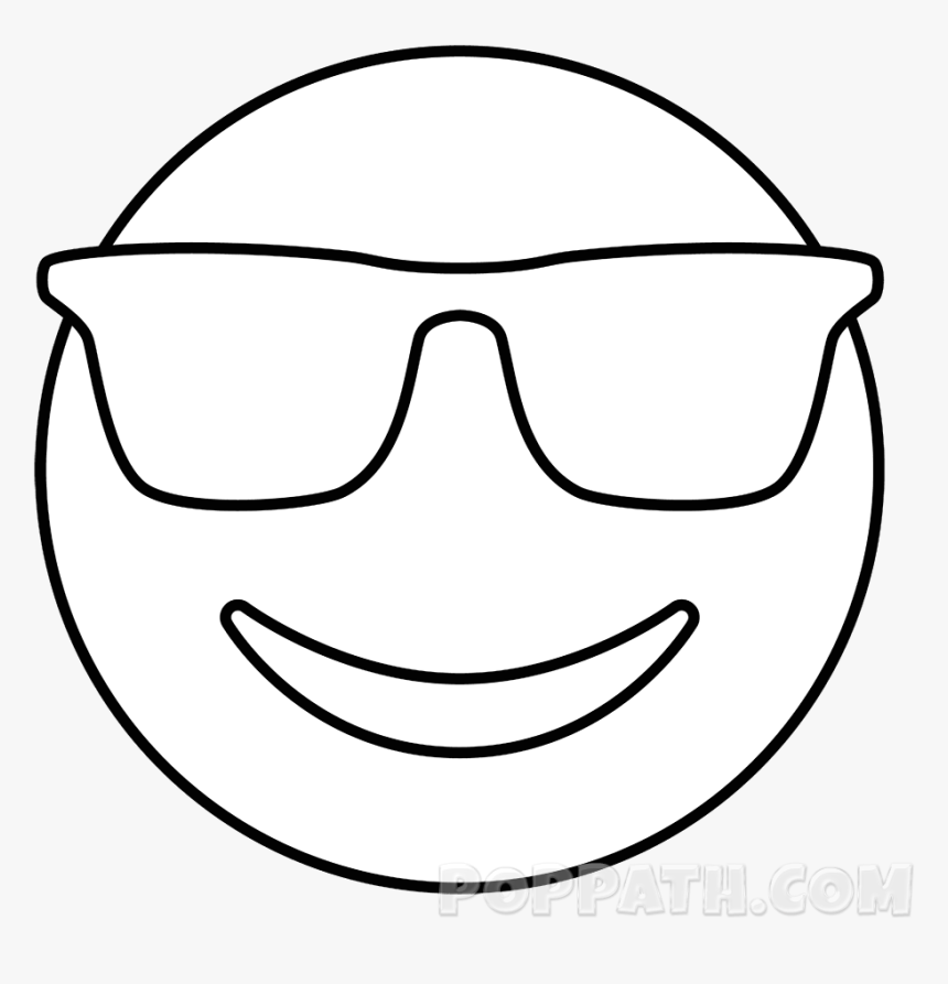 Emoji With Glasses Black And White, HD Png Download, Free Download