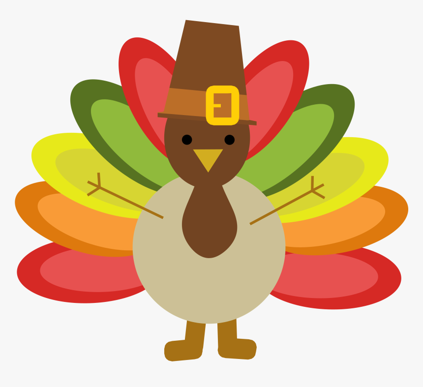 Turkey Clipart Cartoon Color Feathers Hat Thanksgiving - Turkey Color Clipart, HD Png Download, Free Download