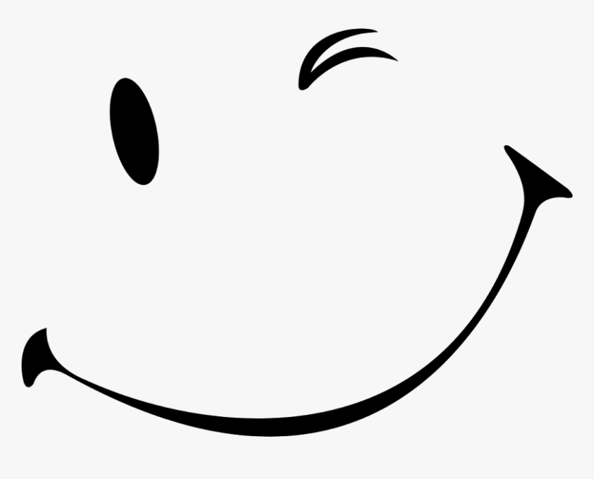 Smiley Transparent - Black And White Wink Smiley Face, HD Png Download, Free Download