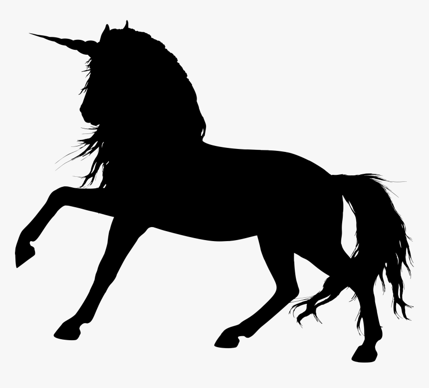 Wild Silhouette Big Image - Black And Yellow Unicorn, HD Png Download, Free Download