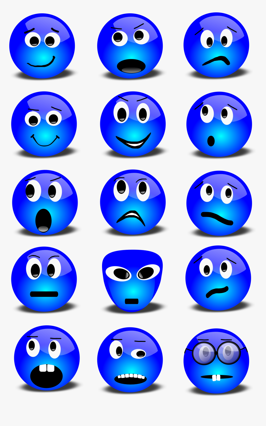 Blue - Smiley - Face - Png - Gambar Emoji Warna Biru, Transparent Png, Free Download