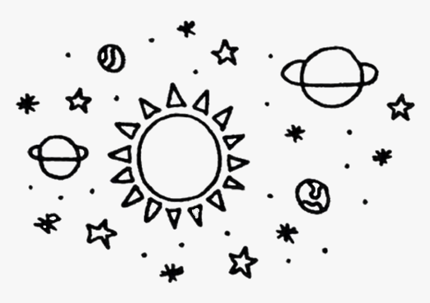 #png #aesthetic #space #black #white #freetoedit - Star And Moon Drawing, Transparent Png, Free Download