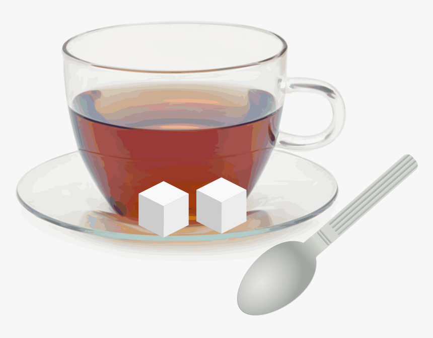 Glass Cup With Saucer Spoon And Sugar Cubes - Sugar Cubes In Tea, HD Png Download, Free Download
