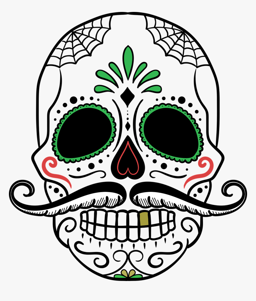 Day Of The Dead Skull Sugar Skull Free Picture - Day Of The Dead Skeleton Head, HD Png Download, Free Download