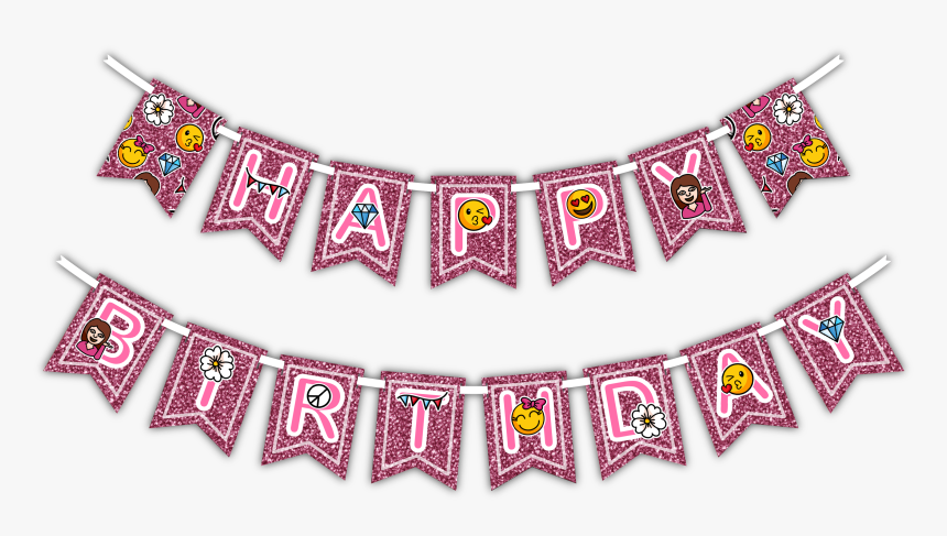 Girl Pink Glitter Emoji "happy Birthday - Ninja Warrior Happy Birthday, HD Png Download, Free Download