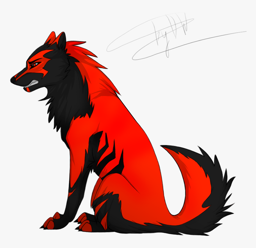 Drawing Wolves Red Wolf - Black And Red Wolf, HD Png Download, Free Download