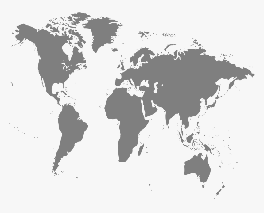 Map, World, Rotated, Scheme, Gray - World Map Silhouette Png, Transparent Png, Free Download