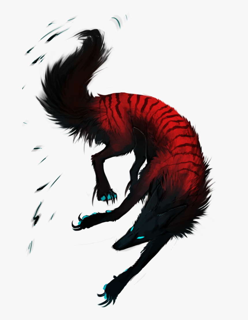 Black Red Wolf Blue Eyes Transparent - Black And Red Wolf, HD Png Download, Free Download