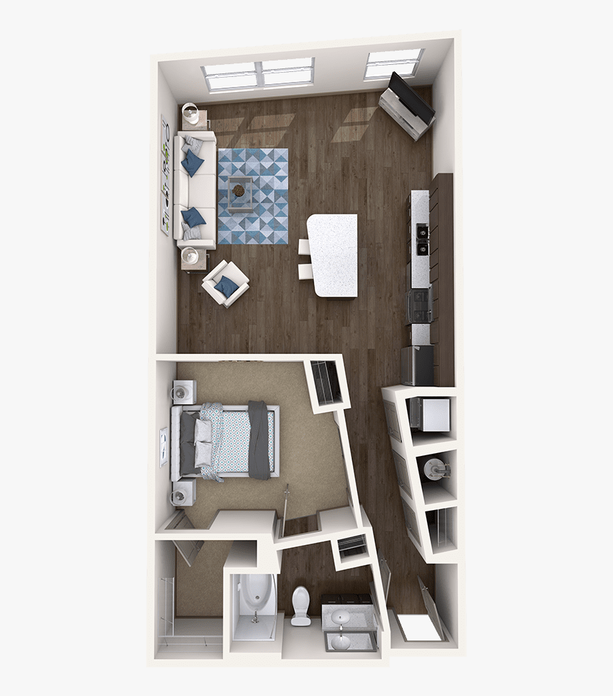 1 Bedroom Apartment - Floor Plan, HD Png Download, Free Download