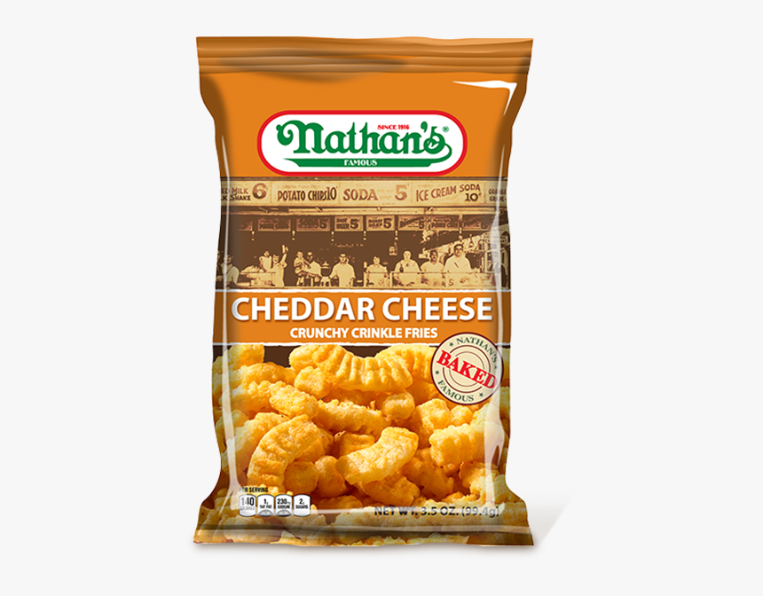 Cheddar Cheese Crunchy Crinkle Fries - Nathan's Cheddar Cheese Crinkle Fries, HD Png Download, Free Download