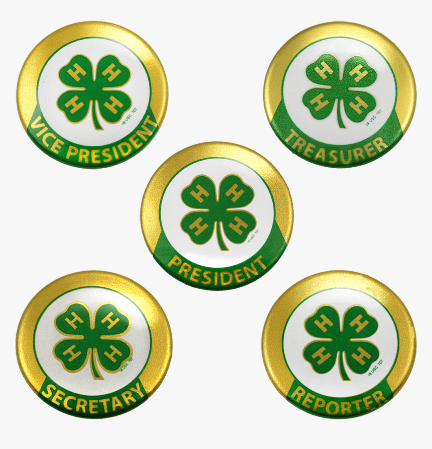 Set Of Five Officer Buttons - 4 H Clover, HD Png Download, Free Download