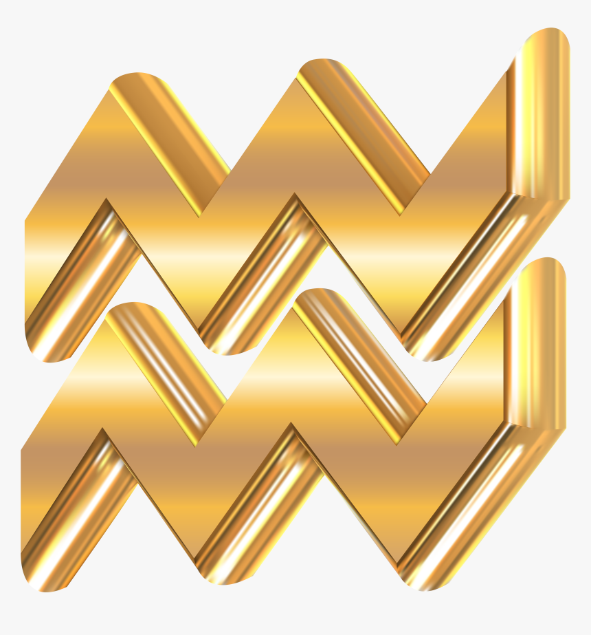 Aquarius 3d Gold Zodiac Sign Png Clip Art Image - Aquarius Sign Logo Png, Transparent Png, Free Download