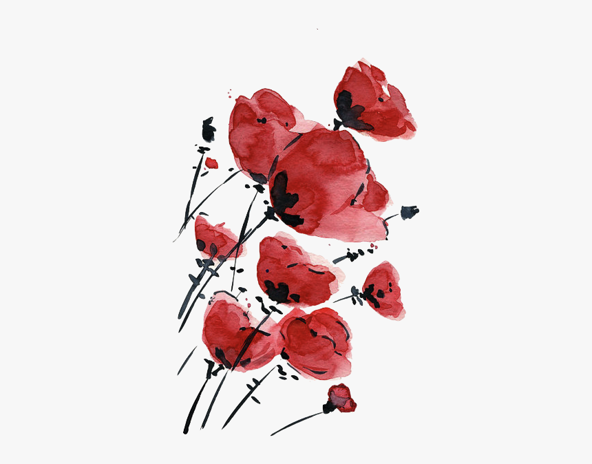 Flowers, Red, And Art Image - Red Flower Drawing Png, Transparent Png, Free Download