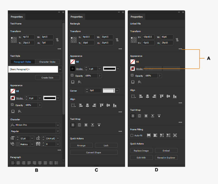 Properties Panel Selected Objects - Indesign Properties Panel, HD Png Download, Free Download