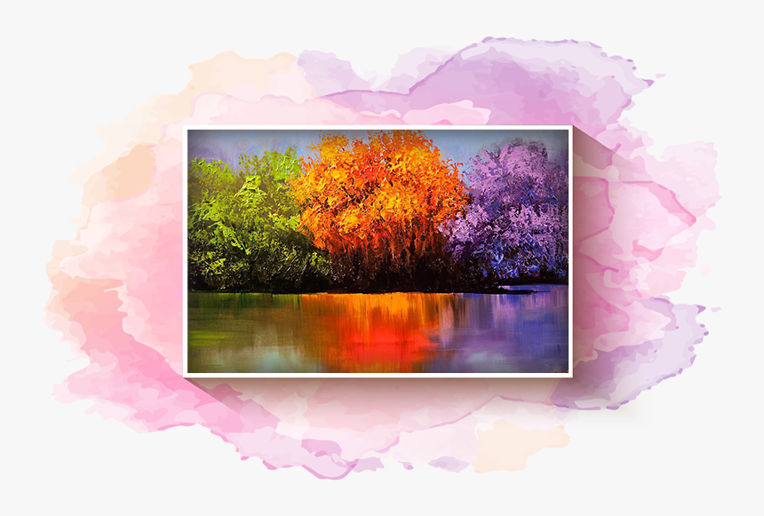 Lake And Trees Paintings, HD Png Download, Free Download