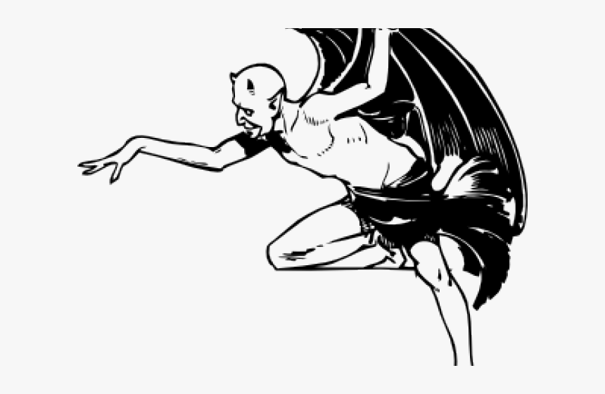 Satan Clipart Imp - Black And White Devil, HD Png Download, Free Download