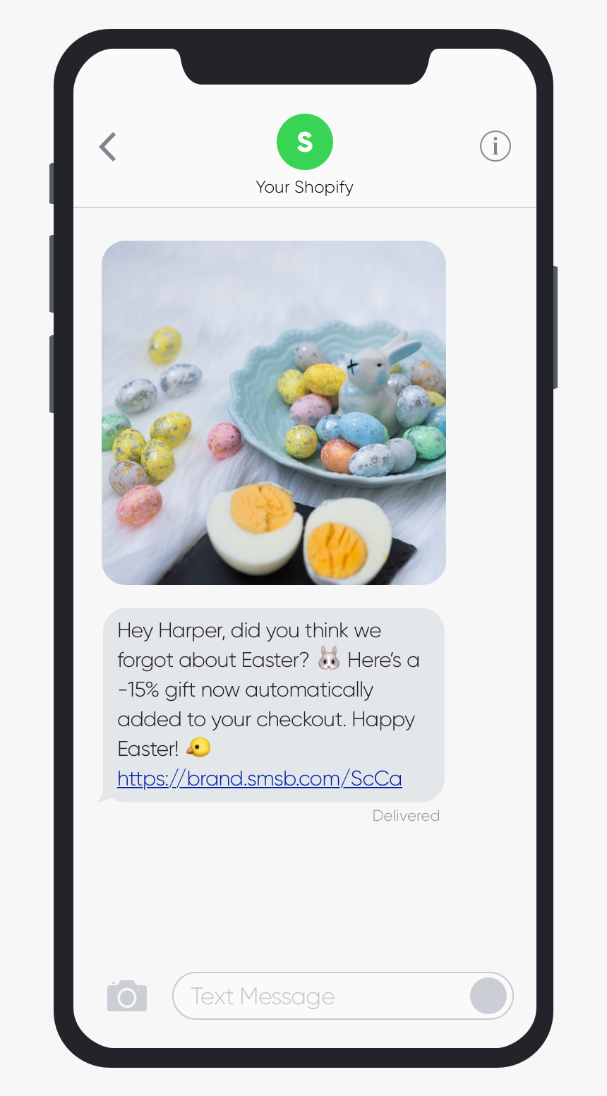 Smsbump Sms Abandoned Cart Easter 2019 Automation Example - Sms Message Marketing Examples, HD Png Download, Free Download