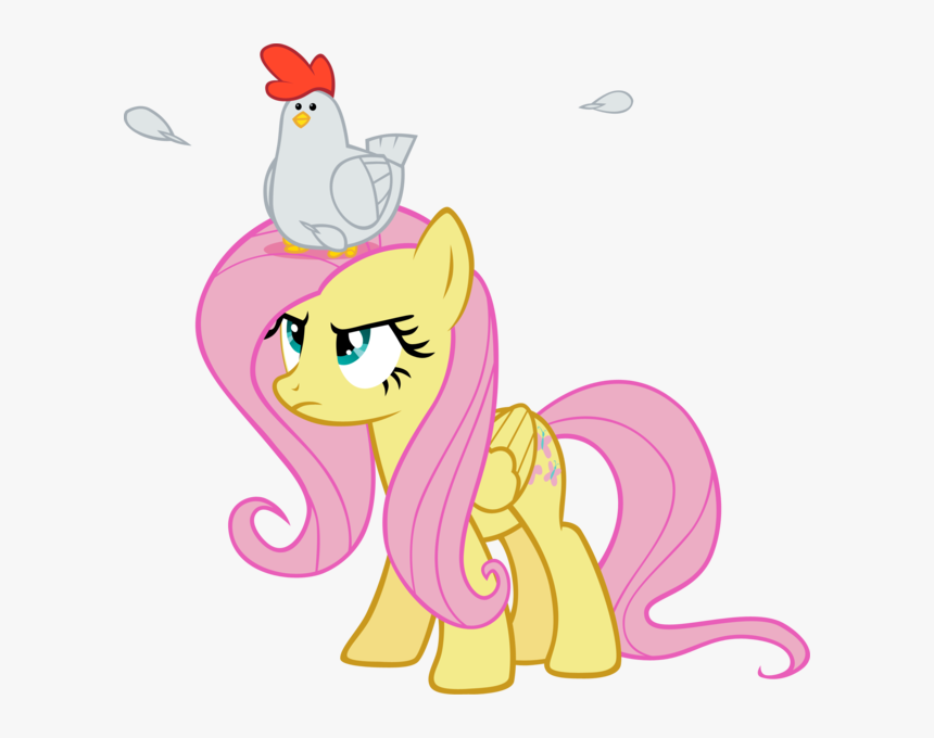 Fluttershy With Chicken On Head, HD Png Download, Free Download