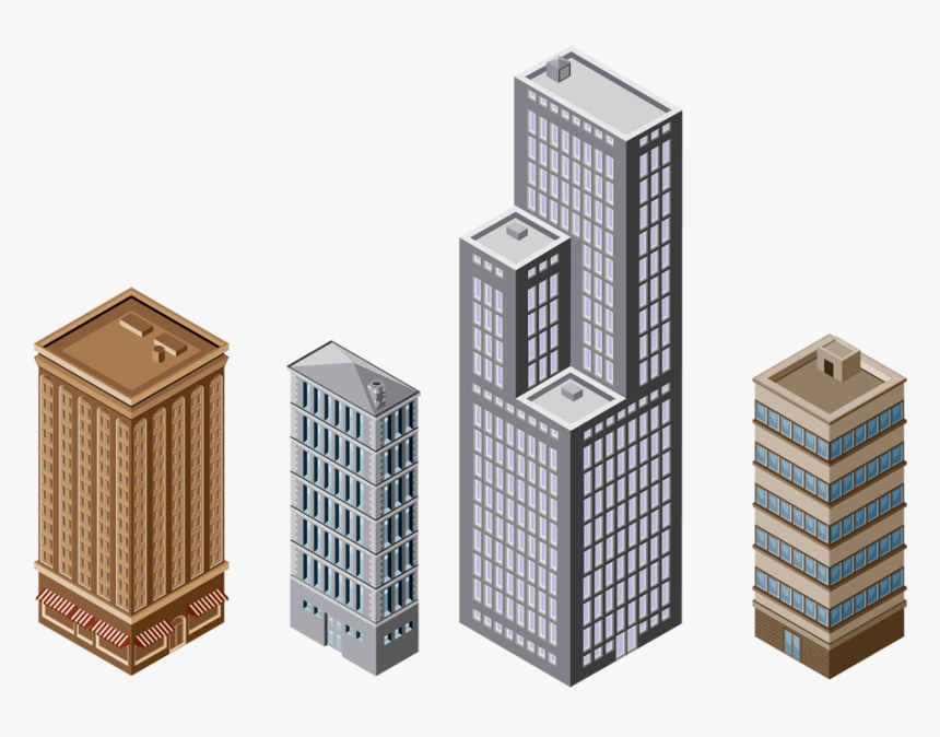 Isometric Projection Building Business Architectural - Isometric Sketch City Buildings, HD Png Download, Free Download