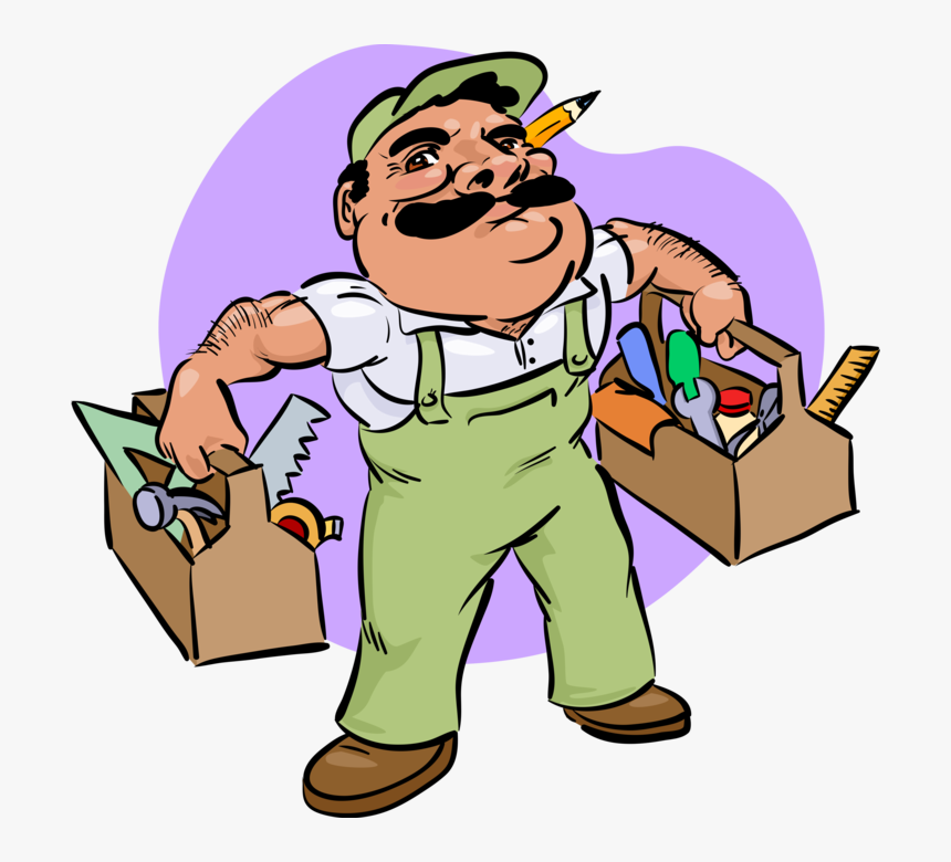 Carpentry Services With Tools Vector Image Illustration - Clipart Maintenance Man, HD Png Download, Free Download