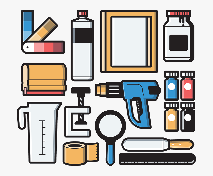 Screen Print Tools Vector Clipart , Png Download - Screen Printing Tools, Transparent Png, Free Download