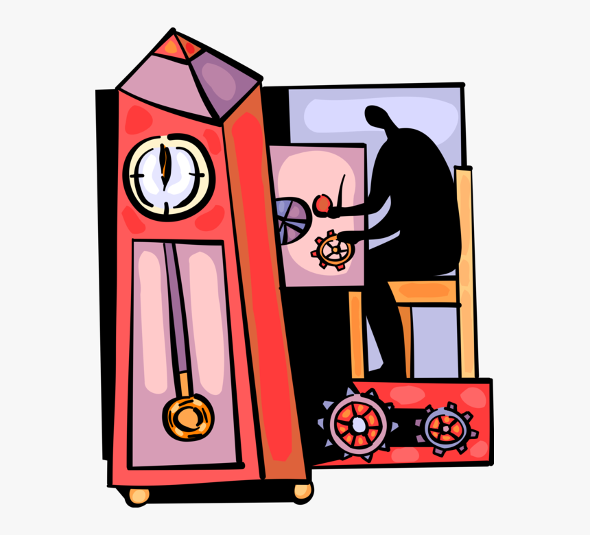 Vector Illustration Of Watch And Clockmaker Works On, HD Png Download, Free Download