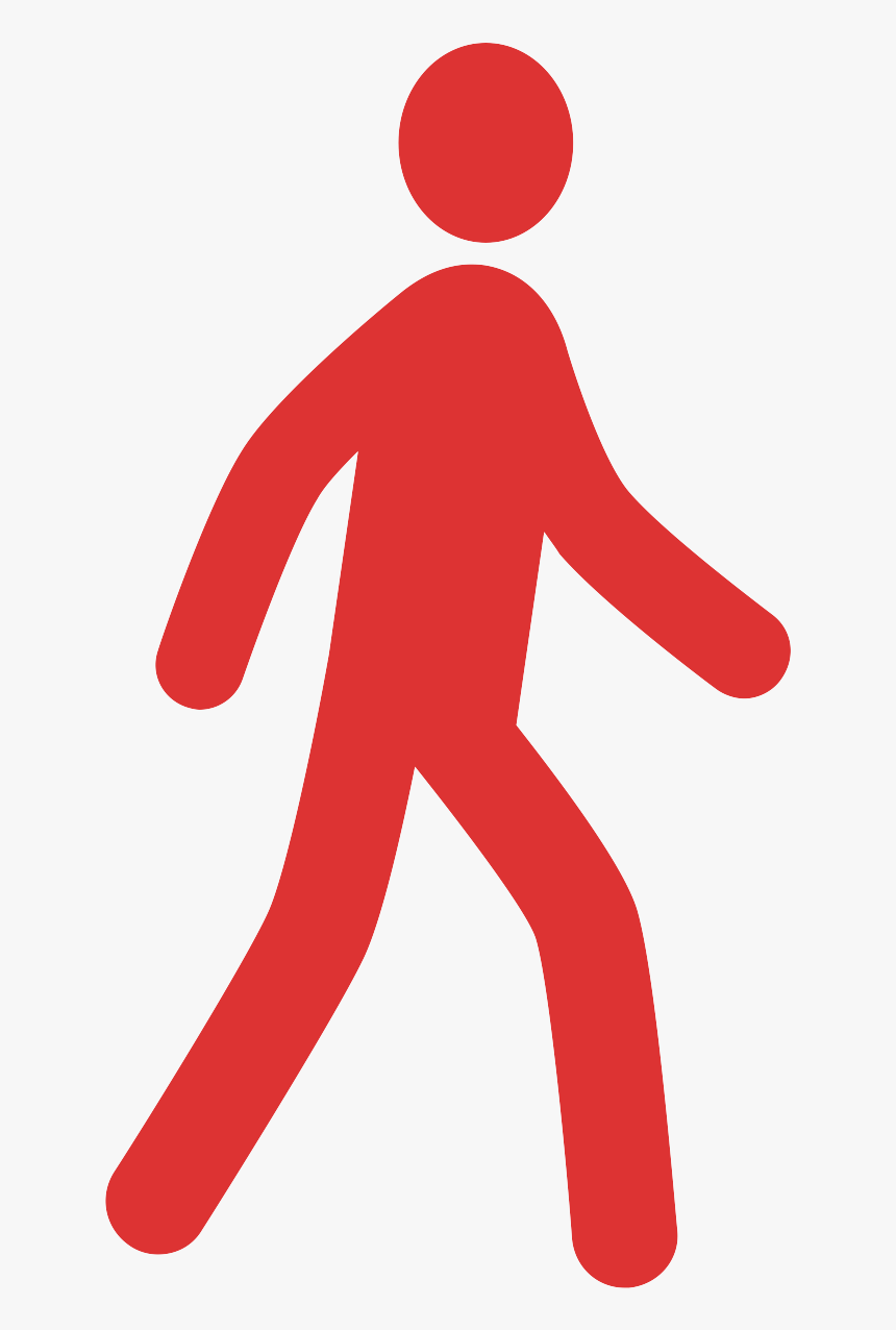 Red Icon Of A Person Walking - Pedestrian Stick Figure, HD Png Download, Free Download