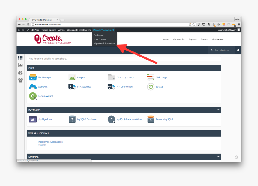 Image Depicting The Migration Menu Items In The Ou - Cpanel Hosting, HD Png Download, Free Download