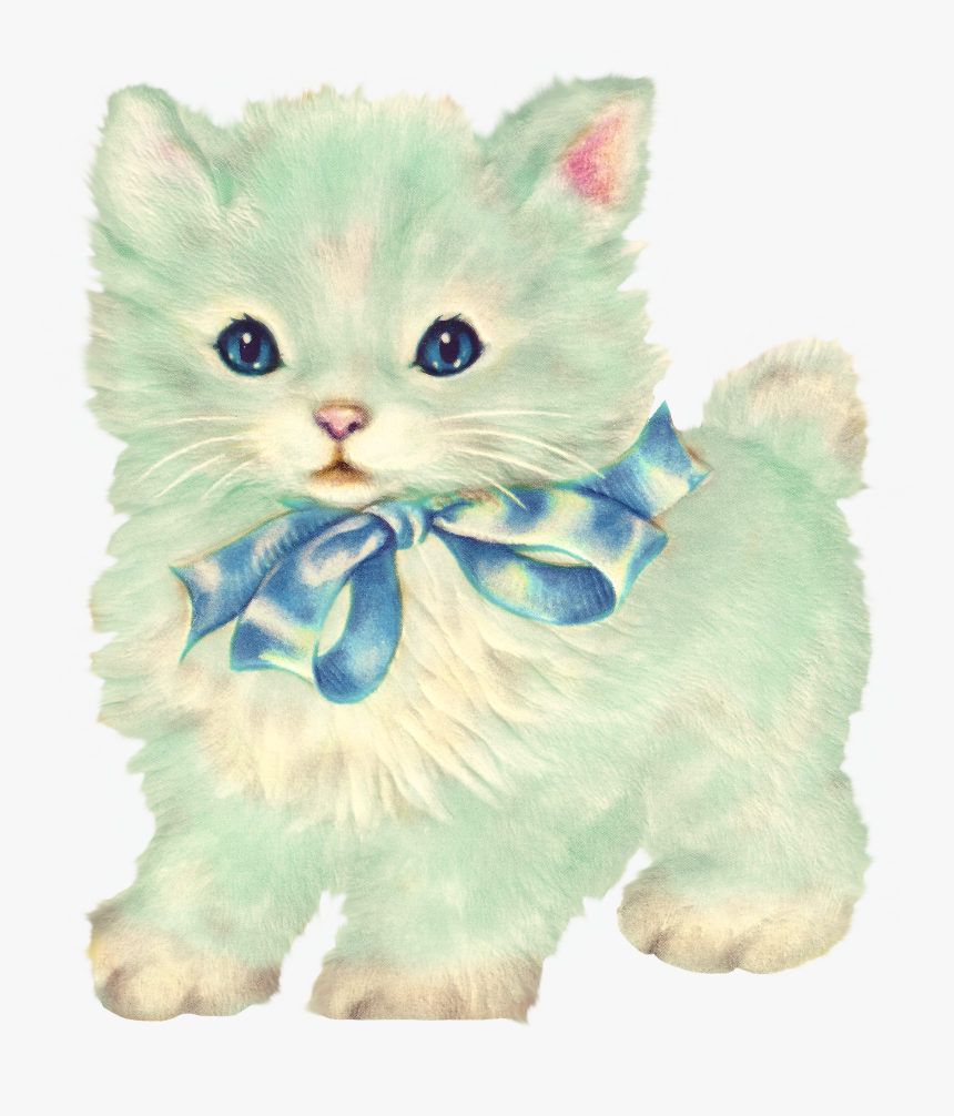 Kitschy Kitty Cat Clip Art With Little - Kittens Vintage Cat Transparent, HD Png Download, Free Download