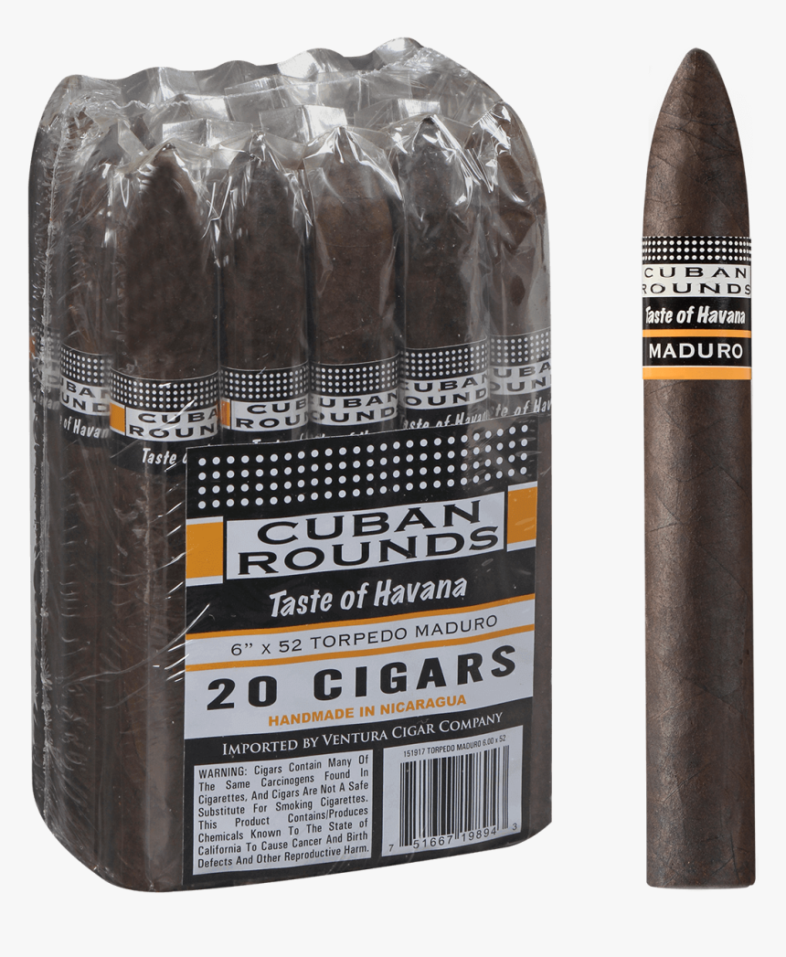Cuban Rounds Cigar Torpedo M - Ammunition, HD Png Download, Free Download
